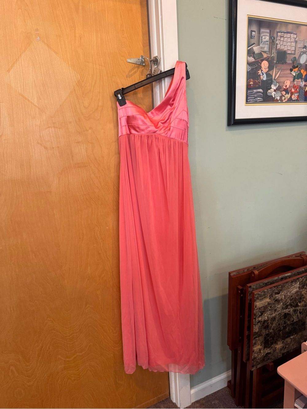 Trixxi Long Coral One Shoulder Cocktail / Prom Dress, size 5 (juniors)